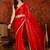 Red tissue satin embrellished saree with unstitched blouse piece.