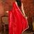 Red tissue satin embrellished saree with unstitched blouse piece.