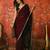 Wine tissue satin embrellished saree with unstitched blouse piece.