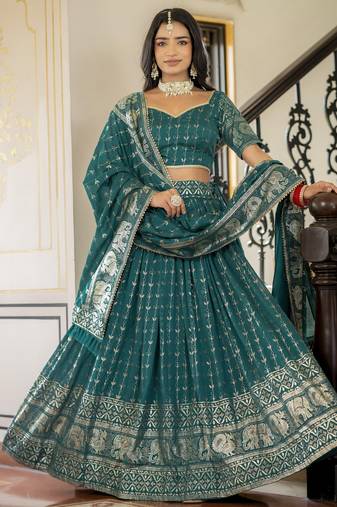 Designer Foil Printed Lehenga Choli Set 