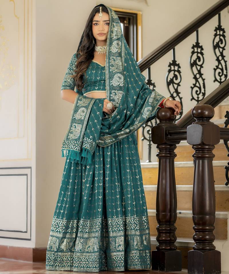 Designer Foil Printed Lehenga Choli Set 