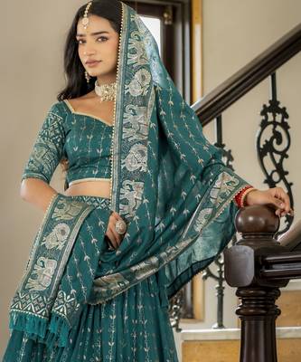Designer Foil Printed Lehenga Choli Set  4