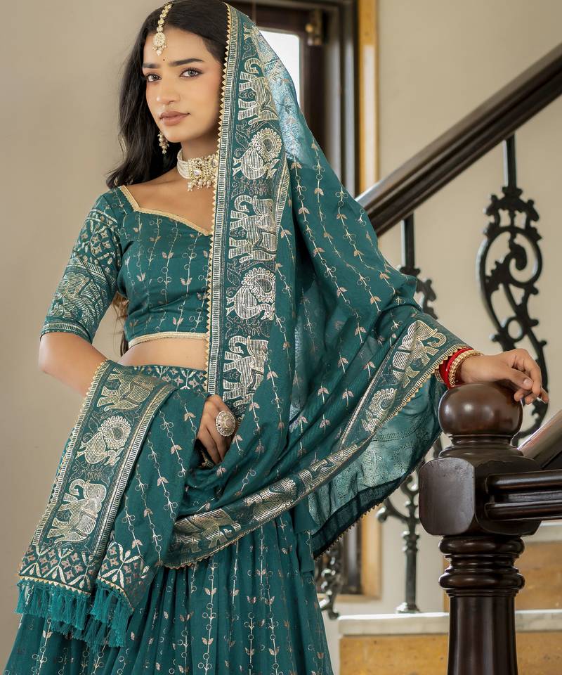 Designer Foil Printed Lehenga Choli Set 