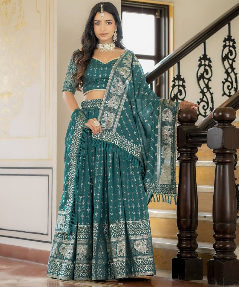 Designer Foil Printed Lehenga Choli Set 