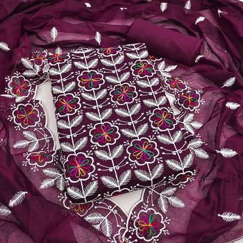  embroidered chanderi unstitched dress material with heavy scalloped dupatta 1