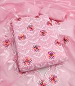  embroidered chanderi unstitched dress material with heavy scalloped dupatta