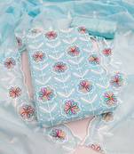  embroidered chanderi unstitched dress material with heavy scalloped dupatta