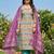 multi-coloured embroidered roman print unstitched dress material