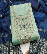  embroidered shimmer unstitched dress material with chanderi jacquard dupatta