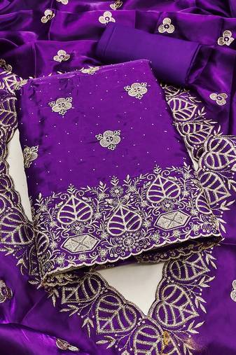  embroidered jimmy choo silk unstitched dress material with scalloped dupatta
