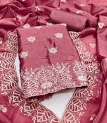  embroidered jimmy choo silk unstitched dress material with scalloped dupatta