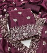  embroidered jimmy choo silk unstitched dress material with scalloped dupatta