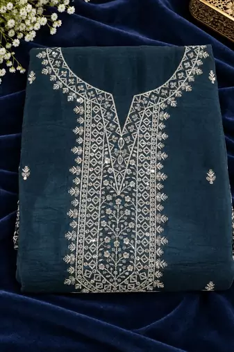 Teal embroidered faux glass tissuesalwar suit salwar suit