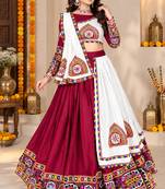 Maroon Color Kutch Work Lehenga With Kutch Work Blouse For Navratri