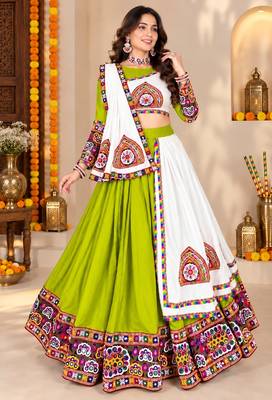 Purple Color Kutch Work Lehenga With Kutch Work Blouse For Navratri 1