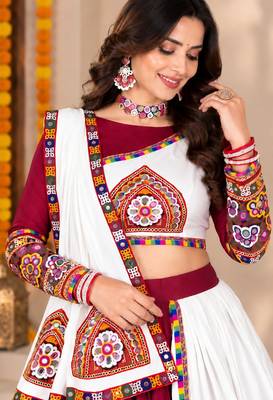 Maroon Color Kutch Work Lehenga With Kutch Work Blouse For Navratri 3