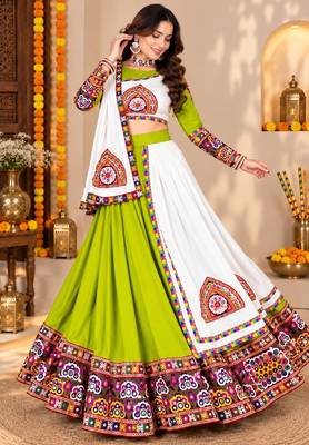 Purple Color Kutch Work Lehenga With Kutch Work Blouse For Navratri 2