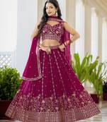 Rani Pink Georgette Embroideried Lehenga Choli Set 