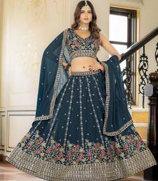 Rama Georgette Embroideried Lehenga Choli Set 