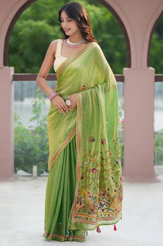 aaru space silk blend with thread hand embroidery