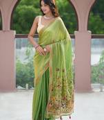 aaru space silk blend with thread hand embroidery