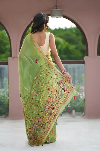 aaru space silk blend with thread hand embroidery