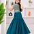 teal blue bits work vichitra silk fish cut lehenga choli for wedding