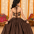Premium roman silk brown girls lehenga choli for navratri