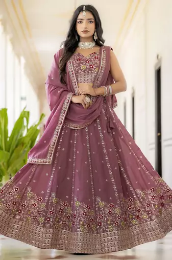 Designer Georgette Embroideried Lehenga Choli Set 