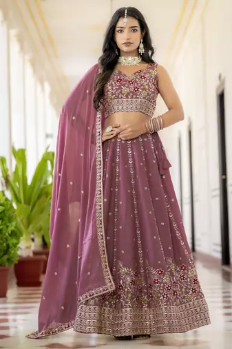 Designer Georgette Embroideried Lehenga Choli Set 
