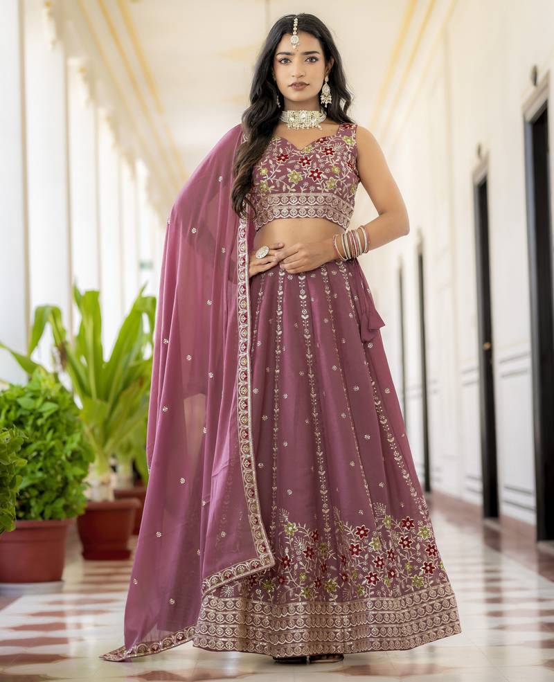 Designer Georgette Embroideried Lehenga Choli Set 