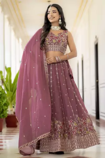Designer Georgette Embroideried Lehenga Choli Set 