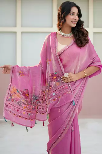 ihla space silk blend with thread hand embroidery