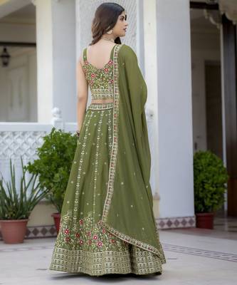 Designer Georgette Embroidered Lehenga Choli Set  2