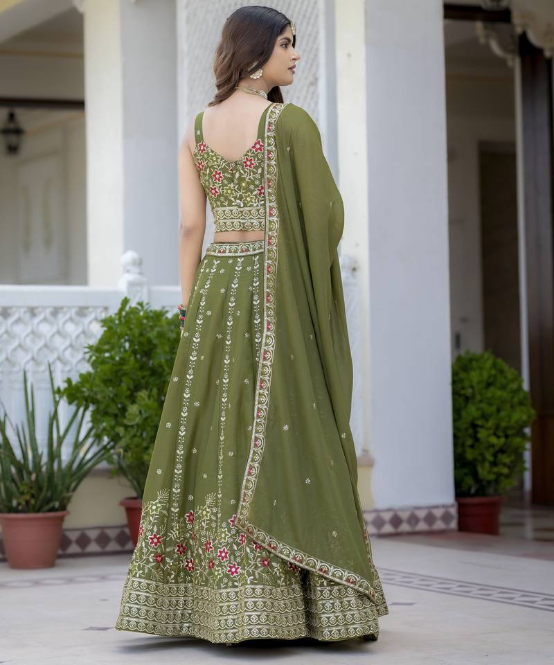 Designer Georgette Embroidered Lehenga Choli Set 