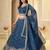 Teal Crunchy Silk Embroidered Lehenga Choli Set 