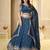 Teal Crunchy Silk Embroidered Lehenga Choli Set 