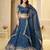 Teal Crunchy Silk Embroidered Lehenga Choli Set 
