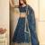 Teal Crunchy Silk Embroidered Lehenga Choli Set 