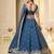 Teal Crunchy Silk Embroidered Lehenga Choli Set 
