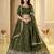 Olive Crunchy Silk Embroidered Lehenga Choli Set 