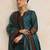 Teal floral printed cfloraleri silk kurta trouser dupatta set