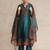 Teal floral printed cfloraleri silk kurta trouser dupatta set