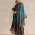 Teal floral printed cfloraleri silk kurta trouser dupatta set