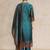 Teal floral printed cfloraleri silk kurta trouser dupatta set