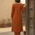 Orange floral printed viscose rayon kurta trouser set