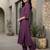 Mauve floral printed viscose rayon tunic trouser set