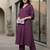 Mauve floral printed viscose rayon tunic trouser set