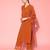 Orange floral printed silk blend kurta palazzo set