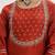 Maroon floral embroidered art silk kurta trouser dupatta set